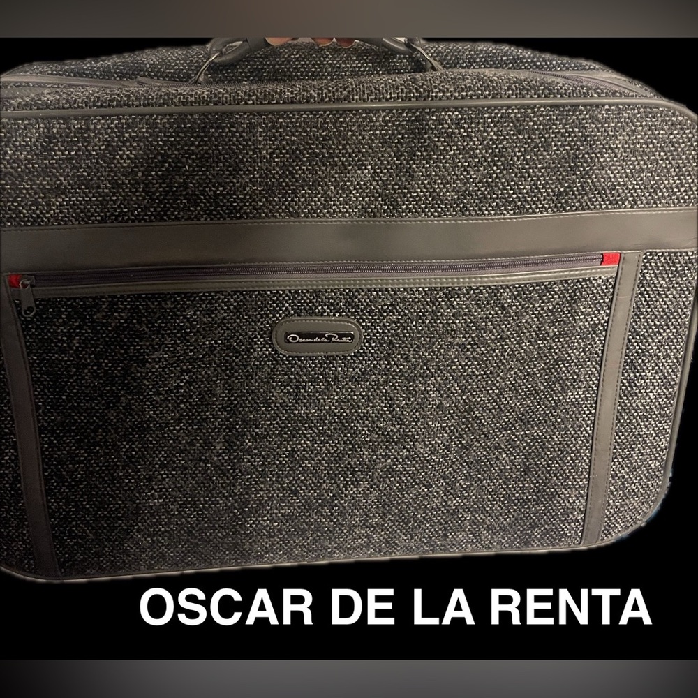 Oscar de la Renta Gray Tweed Men's Travel Luggage